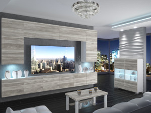 Meblościanka 300 cm TV/RTV szary antracyt grafitowy  BELINI meble do salonu