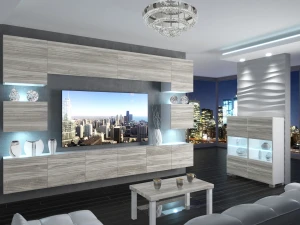 Meblościanka 300 cm TV/RTV szary antracyt grafitowy  BELINI meble do salonu