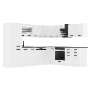 Meble kuchenne narożne  Premium Full Version 520 cm białe mat z blatem  BELINI