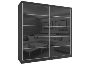 Szafa przesuwna 200 cm czarny połysk  BELINI