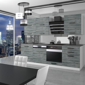 Meble kuchenne proste  Premium Full Version 240 cm szare antracyt grafitowe z blatem  BELINI