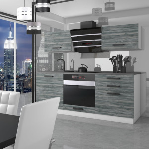 Meble kuchenne proste  Premium Full Version 180 cm szare antracyt grafitowe z blatem  BELINI