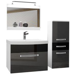 Zestaw mebli łazienkowych  Belini Glamour 90cm szary połysk/czarny połysk