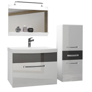 Zestaw mebli łazienkowych  Belini Glamour 90cm biały połysk/szary połysk