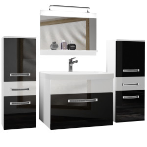 Zestaw mebli łazienkowych  Belini Glamour 120cm czarny połysk/biały połysk