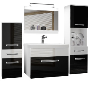 Zestaw mebli łazienkowych  Belini Glamour 120cm czarny połysk/biały połysk