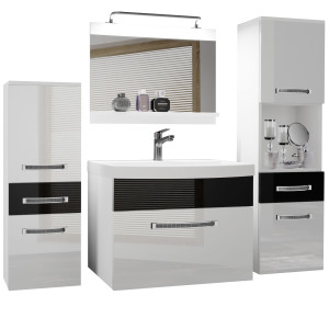 Zestaw mebli łazienkowych  Belini Glamour 120cm biały połysk/czarny połysk