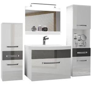 Zestaw mebli łazienkowych  Belini Glamour 120cm biały połysk/szary połysk