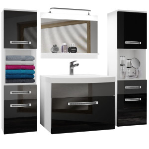Zestaw mebli łazienkowych  Belini Glamour 120cm czarny połysk/szary połysk