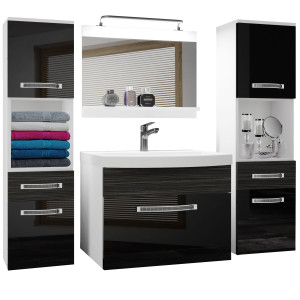 Zestaw mebli łazienkowych  Belini Glamour 120cm czarny połysk/heban królewski