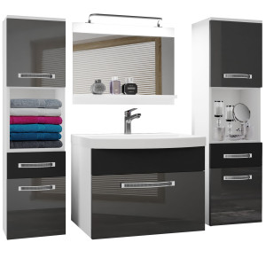 Zestaw mebli łazienkowych  Belini Glamour 120cm szary połysk/czarny mat