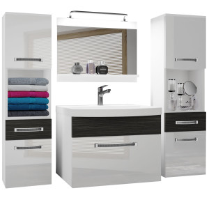 Zestaw mebli łazienkowych  Belini Glamour 120cm biały połysk/heban królewski