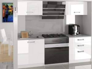 Meble kuchenne 120 cm białe połysk z blatem  BELINI