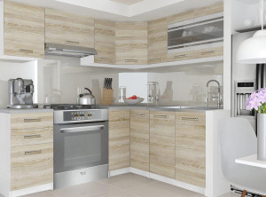 Meble kuchenne 360 cm dębowe dąb wotan dąb sonoma z blatem  BELINI