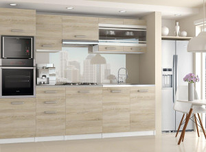 Meble kuchenne 240 cm dębowe dąb wotan dąb sonoma z blatem  BELINI