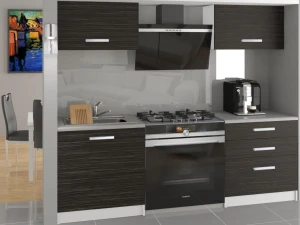 Meble kuchenne 120 cm czarne heban ciemne z blatem  BELINI