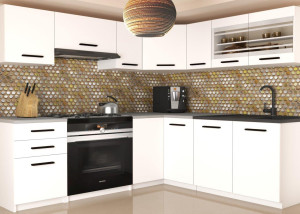 Meble kuchenne 360 cm białe mat z blatem  BELINI