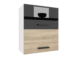 Szafka kuchenna wisząca pawlaczowa BELINI  60cm czarny połysk/dąb sonoma