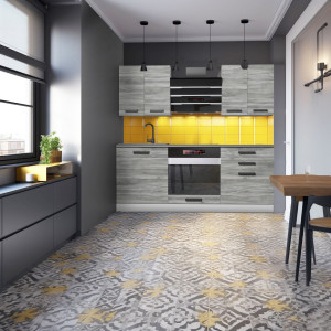 Meble kuchenne proste  Premium Full Version 180 cm szare antracyt grafitowe z blatem  BELINI