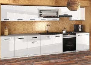 Meble kuchenne JULIA 320 cm białe połysk z blatem  BELINI