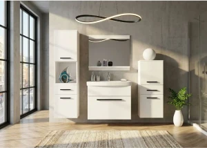 Meble łazienkowe BELINI szafki + umywalka + lustro 120cm biały