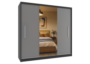 Szafa przesuwna 200 cm PRIMO z lustrem szara mat  BELINI