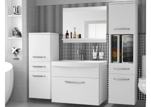 Meble łazienkowe BELINI szafki + umywalka + lustro 120cm biały