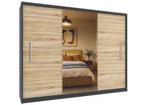 Szafa przesuwna 232 cm z lustrem dębowa dąb sonoma  BELINI