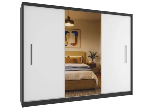 Szafa przesuwna 232 cm z lustrem biała mat  BELINI