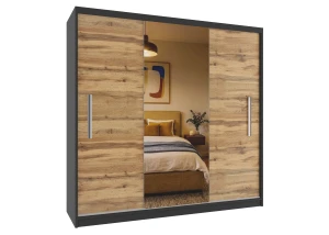 Szafa przesuwna 200 cm PRIMO z lustrem dębowa dąb wotan mat  BELINI