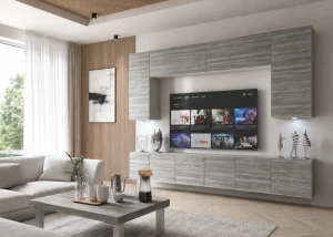 Meblościanka 300 cm TV/RTV szary antracyt grafitowy  BELINI meble do salonu