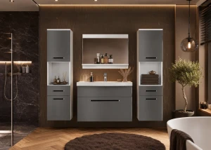 Meble łazienkowe BELINI szafki + umywalka + lustro 120cm szary mat