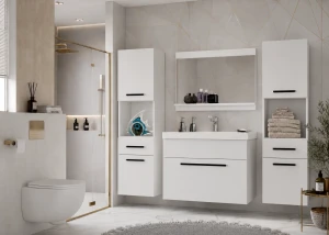 Meble łazienkowe BELINI szafki + umywalka + lustro 120cm biały mat