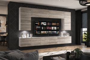 Meblościanka 300 cm TV/RTV szary antracyt grafitowy  BELINI meble do salonu