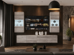 Meblościanka 200 cm TV/RTV szara antracyt grafitowa  BELINI meble do salonu