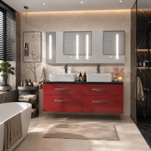 Zestaw mebli łazienkowych Euphoria  Belini 120cm czerwony połysk