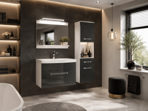 Zestaw mebli łazienkowych  Belini Glamour 90cm szary połysk