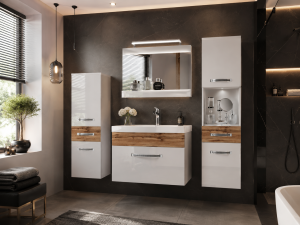 Zestaw mebli łazienkowych  Belini Glamour 120cm biały połysk/dąb wotan