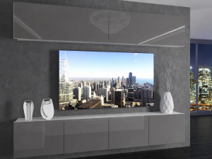 Meblościanka 200 cm TV/RTV szara połysk  BELINI meble do salonu