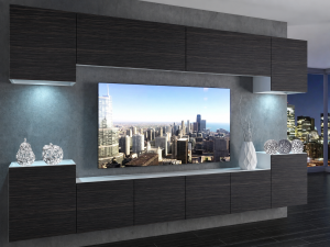 Meblościanka 300 cm TV/RTV czarna heban  BELINI meble do salonu