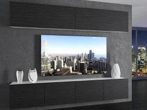 Meblościanka 200 cm TV/RTV czarna heban  BELINI meble do salonu