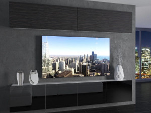 Meblościanka 200 cm TV/RTV czarna heban  BELINI meble do salonu