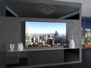 Meblościanka 200 cm TV/RTV czarna połysk heban  BELINI meble do salonu