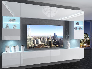 Parete attrezzata 300 cm Belini bianco lucido Imperium 1  bianco lucido 300cm