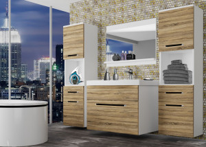 Mobili da bagno Belini rovere sonoma + lavabo + specchio  quercia sonoma 120cm