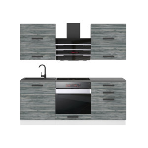 Belini Cucina Premium 180 cm Grigio Antracite Glamour Wood senza piano di lavoro EMILY Produttore TOR EMILY/0/WT/GW/0/B1