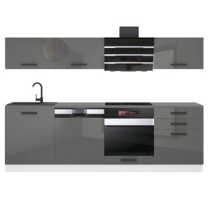 Belini Cucina Premium 240 cm grigio lucido senza piano di lavoro LINDA Produttore INF LINDA/0/WT/S/0/B1