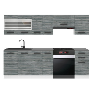 Belini Cucina Premium 240 cm Grigio Antracite Glamour Wood senza piano di lavoro LILY Produttore TOR LILY/0/WT/GW/0/B1