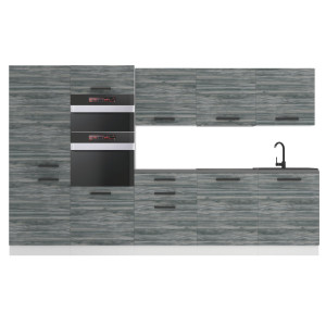 Belini Cucina Premium 300 cm Grigio Antracite Glamour Wood senza piano di lavoro GRACE Produttore TOR GRACE/0/WT/GW/0/B1