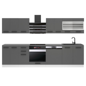 Belini Cucina Premium 300 cm grigio opaco senza piano di lavoro LUCY Produttore TOR LUCY/0/WT/SR/0/B1